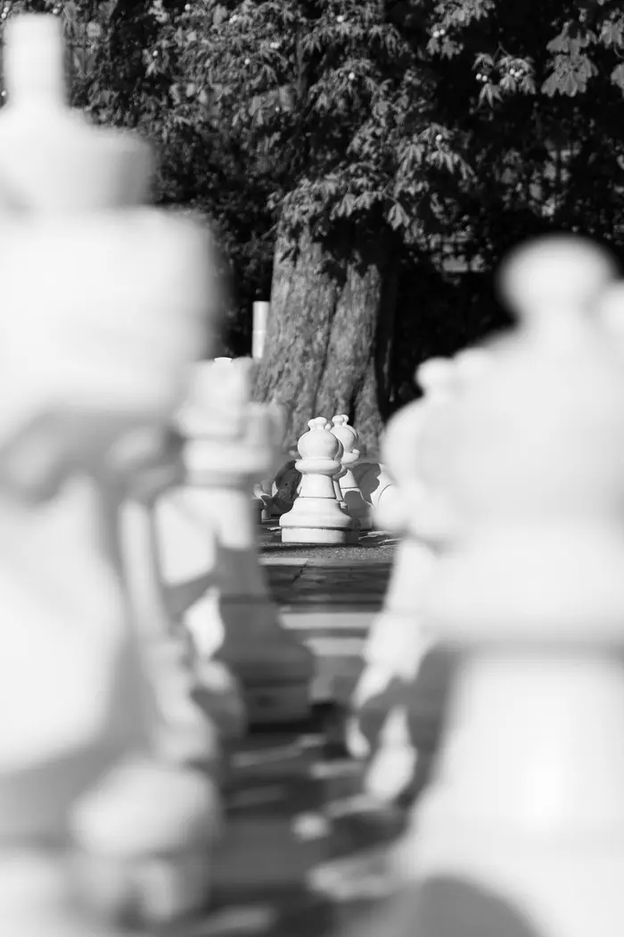 Pièces d'échecs, noir et blanc, Carnet de route, Chinou Eye